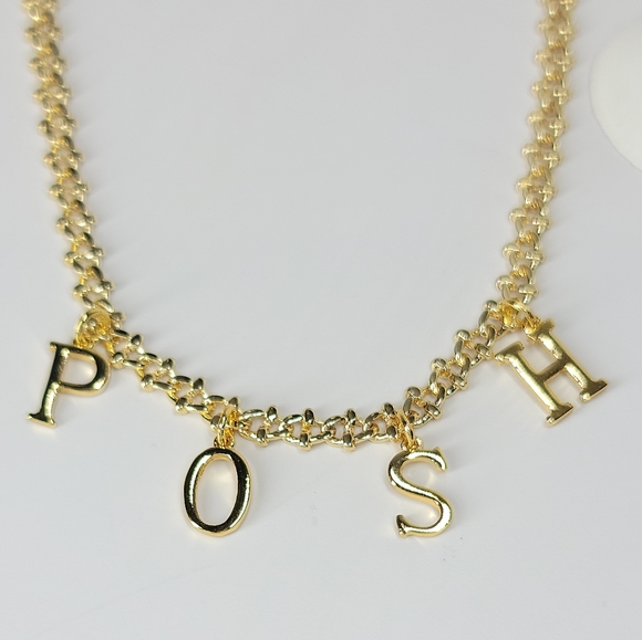 NWT 18K Gold Plated POSH Charms Choker Necklace - Picture 7 of 8